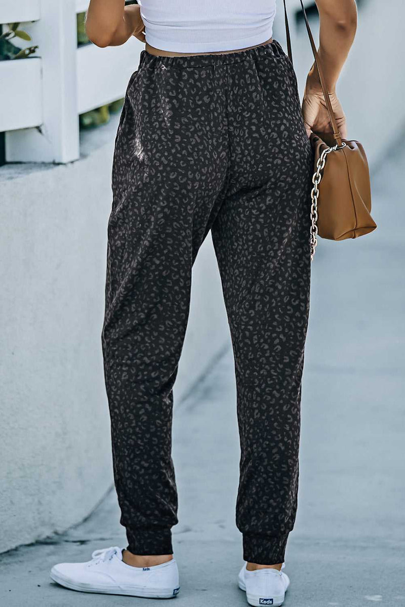 Double Take Leopard Print Joggers with Pockets - Absolute fashion 2020