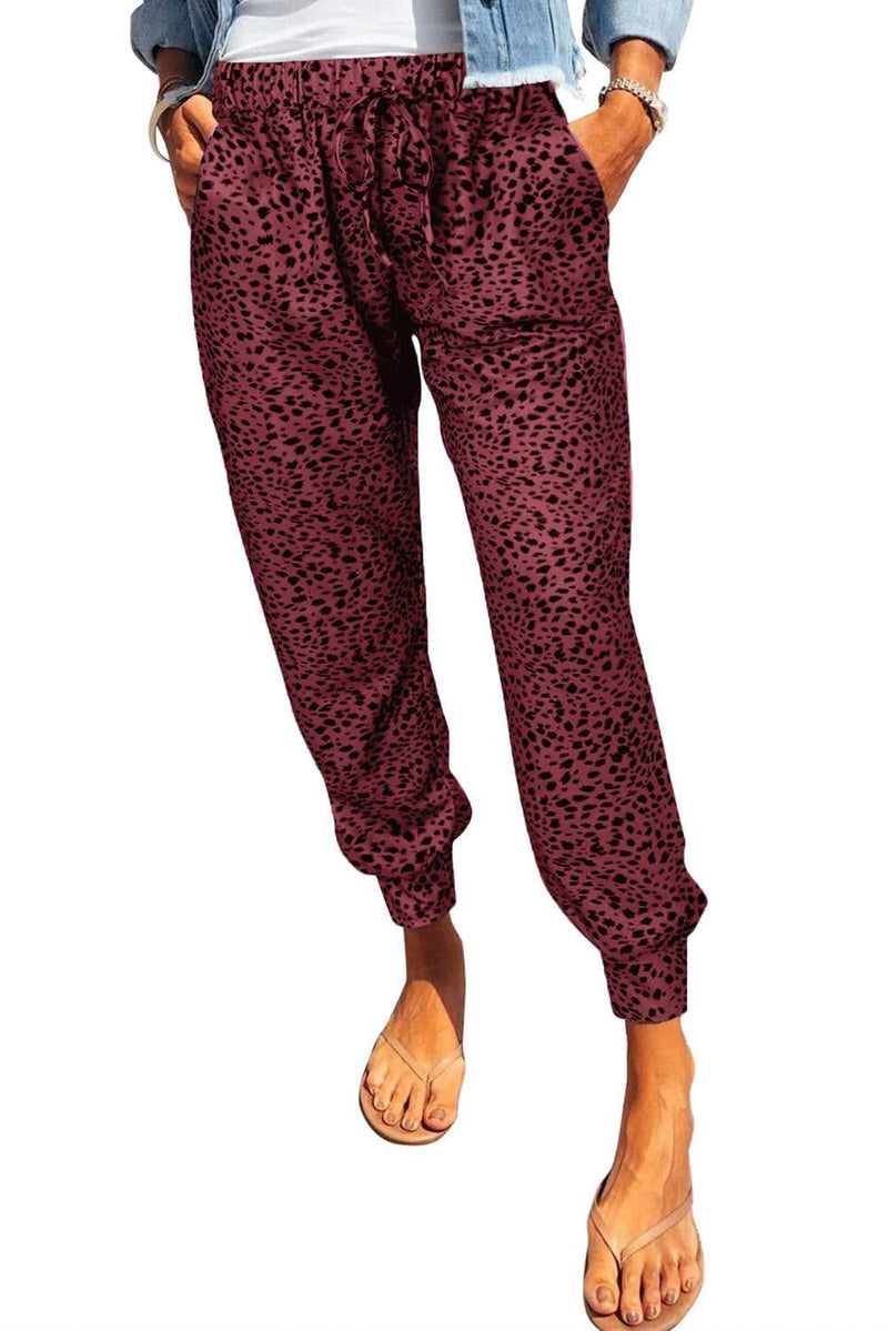 Double Take Leopard Print Joggers with Pockets - Absolute fashion 2020