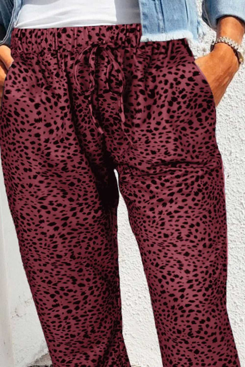 Double Take Leopard Print Joggers with Pockets - Absolute fashion 2020