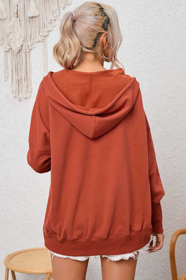 Dropped Shoulder Buttoned Hoodie - Absolute fashion 2020