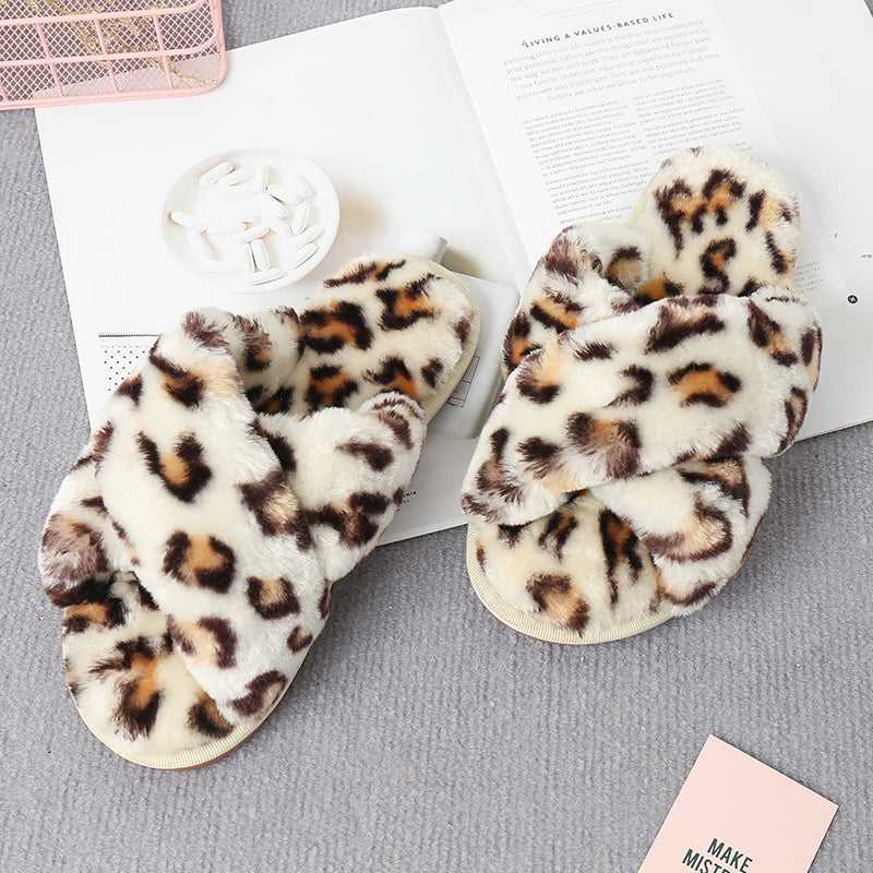 Faux Fur Crisscross Strap Slippers - Absolute fashion 2020