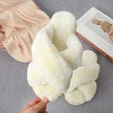 Faux Fur Crisscross Strap Slippers - Absolute fashion 2020