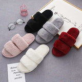 Faux Fur Double Strap Slippers - Absolute fashion 2020