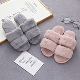 Faux Fur Double Strap Slippers - Absolute fashion 2020