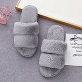 Faux Fur Double Strap Slippers - Absolute fashion 2020