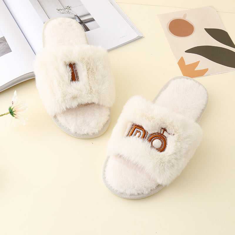 Faux Fur Open Toe Slippers - Absolute fashion 2020