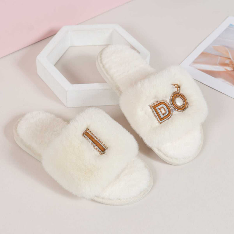 Faux Fur Open Toe Slippers - Absolute fashion 2020