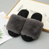 Faux Fur Open Toe Slippers - Absolute fashion 2020