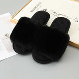 Faux Fur Open Toe Slippers - Absolute fashion 2020