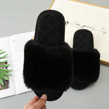 Faux Fur Open Toe Slippers - Absolute fashion 2020