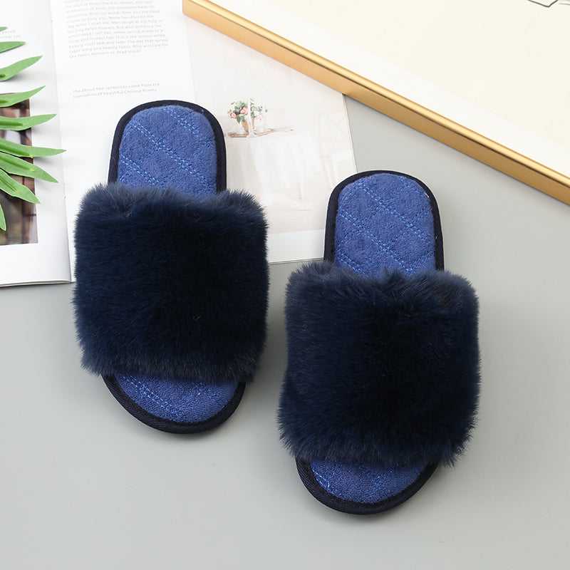 Faux Fur Open Toe Slippers - Absolute fashion 2020