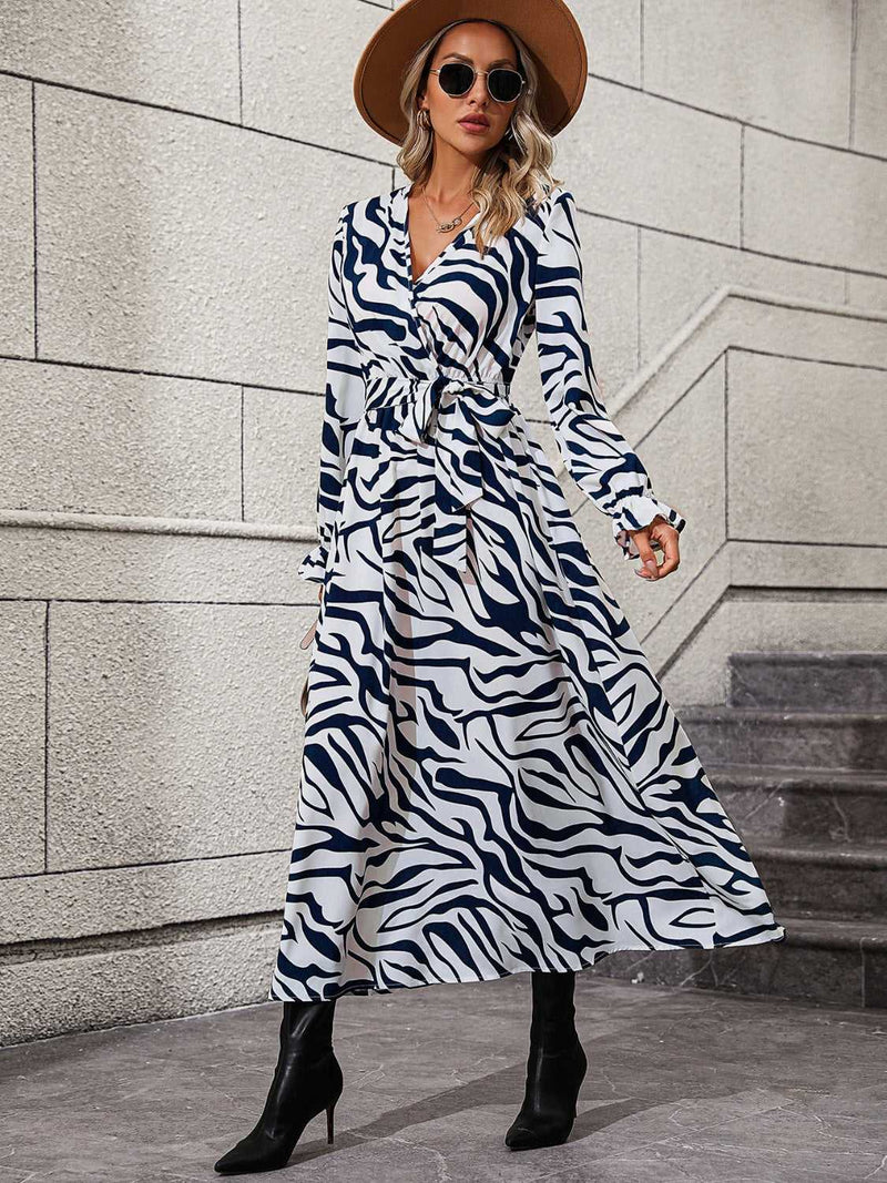 Flounce Sleeve Tie Waist Dress - Absolute fashion 2020