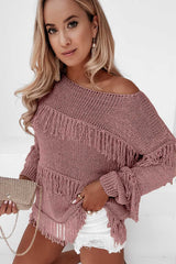 Fringe Detail Long Sleeve Sweater - Absolute fashion 2020