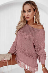 Fringe Detail Long Sleeve Sweater - Absolute fashion 2020