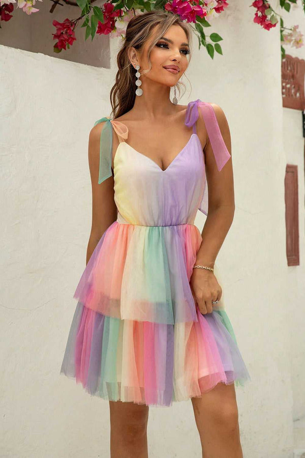 Gradient Tie-Shoulder Layered Dress - Absolute fashion 2020