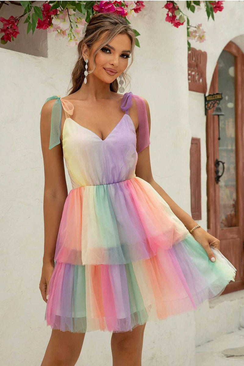 Gradient Tie-Shoulder Layered Dress - Absolute fashion 2020