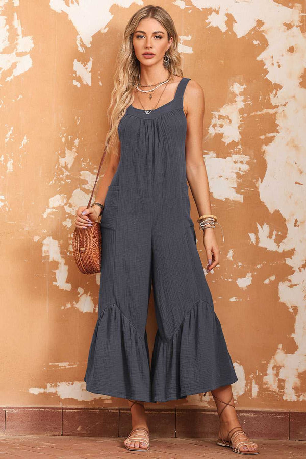 Gray Wide Leg Ruffle Jumpsuit - Absolute fashion 2020