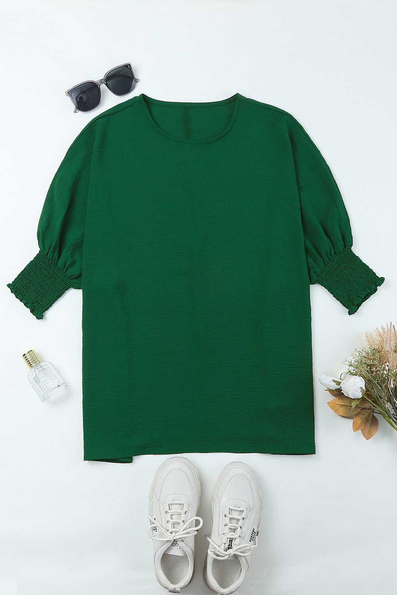 Green Smocked Wrist Shift Top - Absolute fashion 2020