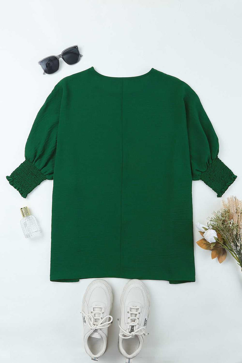 Green Smocked Wrist Shift Top - Absolute fashion 2020