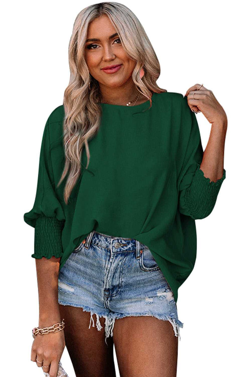 Green Smocked Wrist Shift Top - Absolute fashion 2020