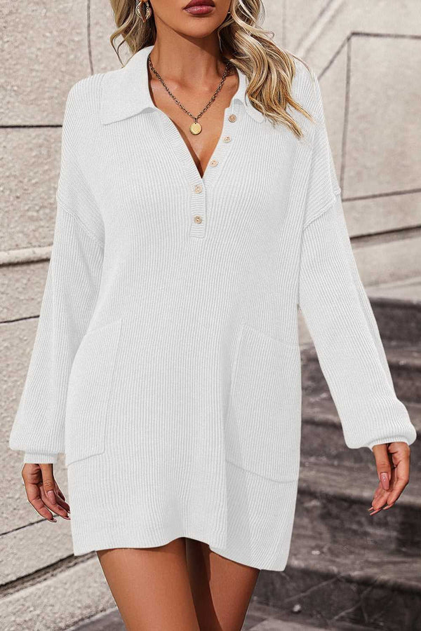 Johnny Collar Drop Shoulder Sweater Dress - Absolute fashion 2020