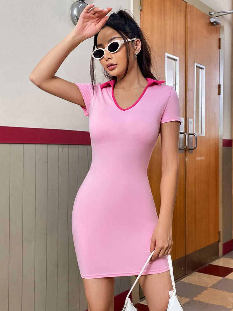 Johnny Collar Short Sleeve Mini Dress - Absolute fashion 2020