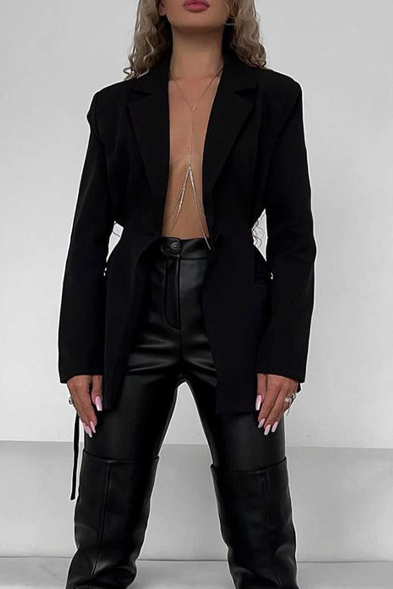 Lapel Collar Long Sleeve Blazer - Absolute fashion 2020