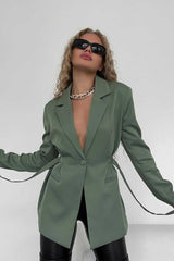 Lapel Collar Long Sleeve Blazer - Absolute fashion 2020