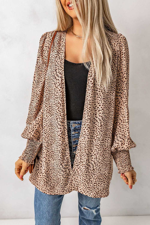 Leopard Print Balloon Sleeve Cardigan - Absolute fashion 2020