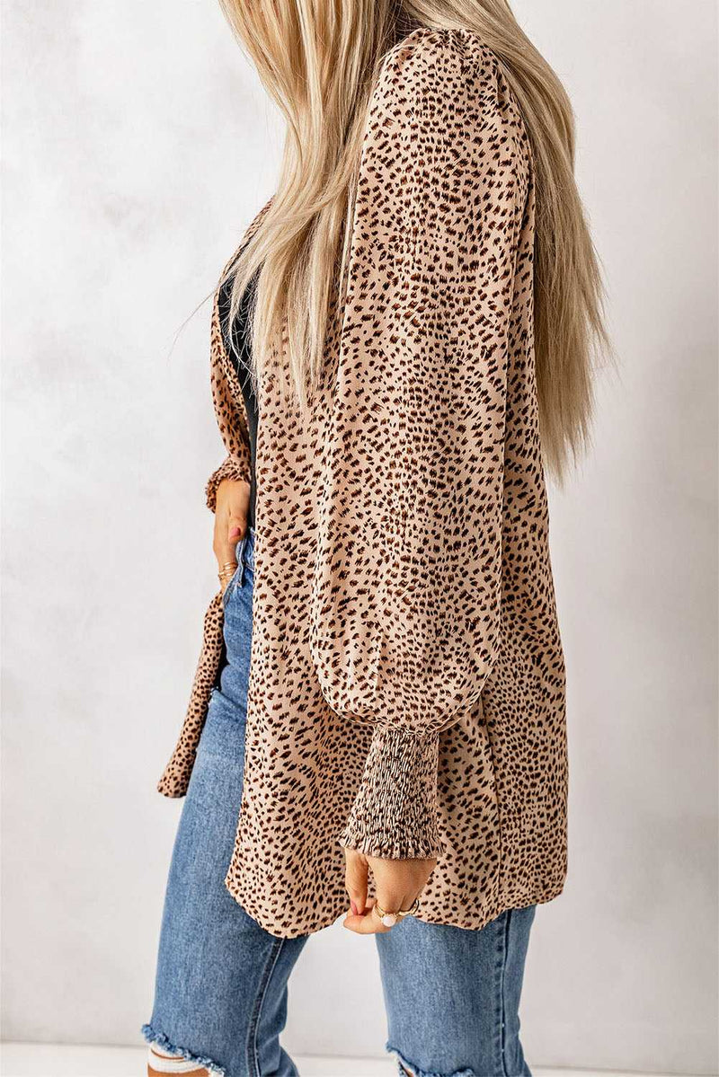 Leopard Print Balloon Sleeve Cardigan - Absolute fashion 2020