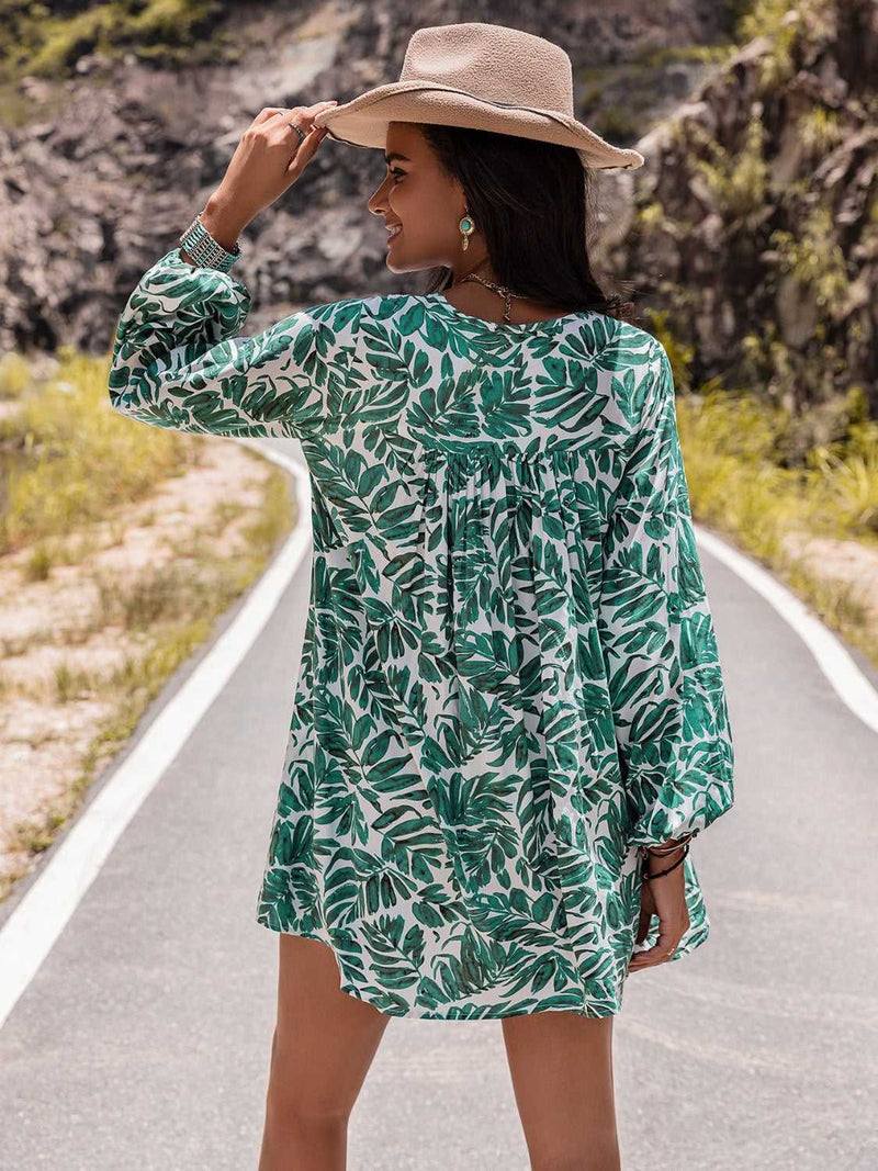 Long Sleeve V-Neck Mini Dress - Absolute fashion 2020