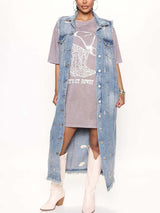 Long Sleeveless Denim Jacket - Absolute fashion 2020