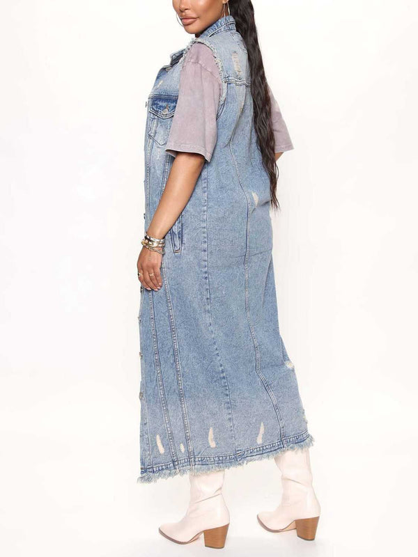 Long Sleeveless Denim Jacket - Absolute fashion 2020