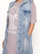 Long Sleeveless Denim Jacket - Absolute fashion 2020