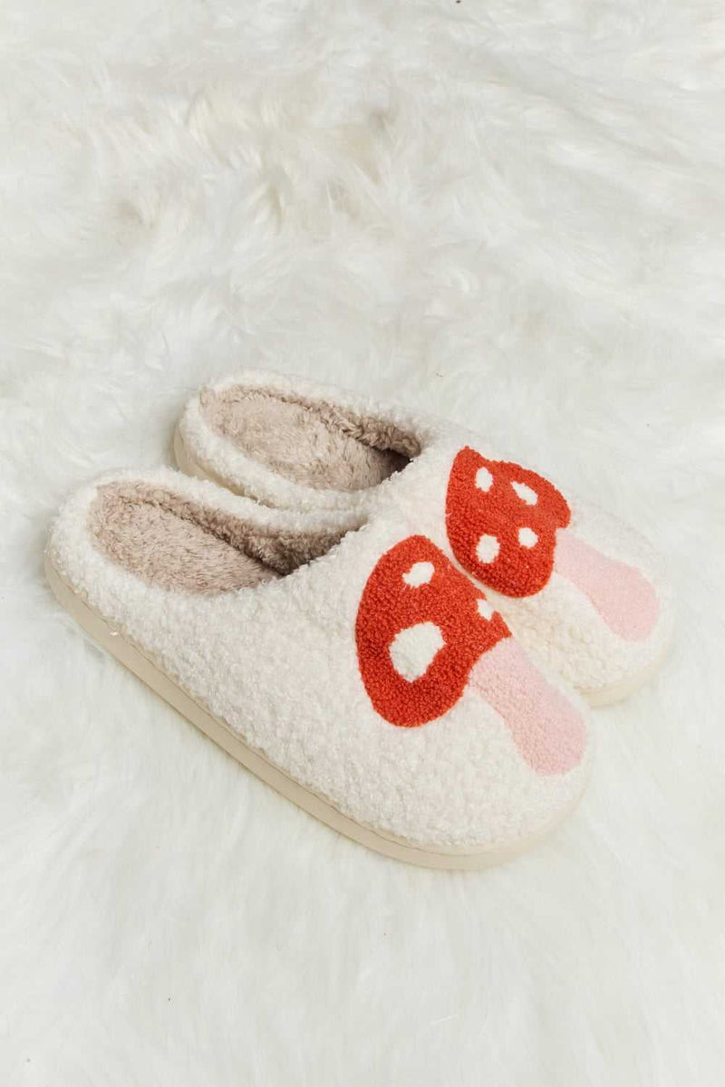 Melody Mushroom Print Plush Slide Slippers - Absolute fashion 2020