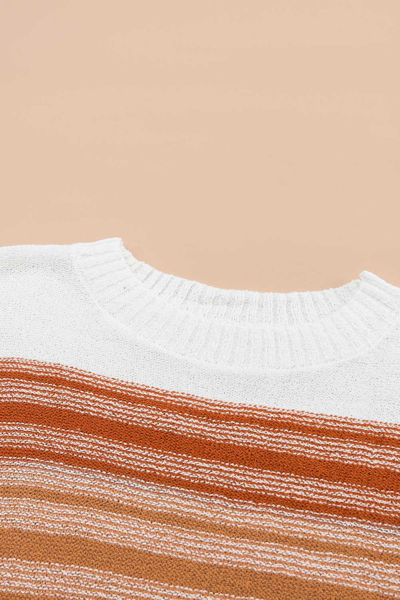Multicolor Stripe Long Sleeve Round Neck Sweater