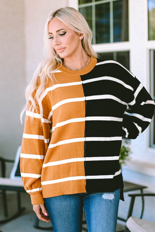 Stripe Oversized Contrast Printed Dropped Shoulder Top - Absolute fashion 2020