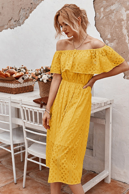 Lace Overlay Off Shoulder Dress - Absolute Fashion 2020