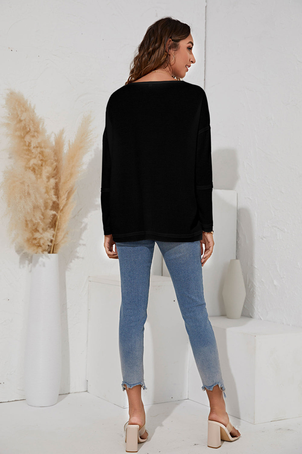 Eyelet Pocket V-Neck Top - Absolute Fashion 2020