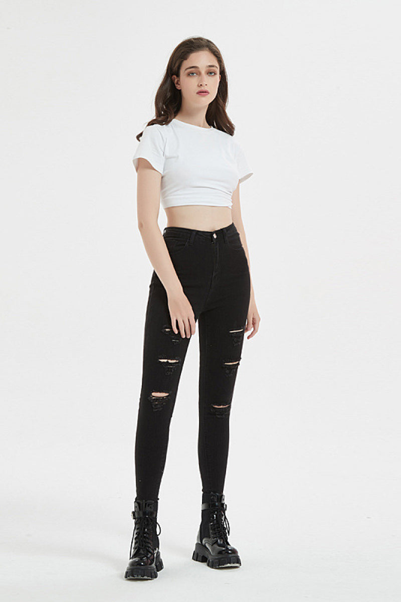 High Rise Skinny Jeans with Slits - Absolute Fashion 2020