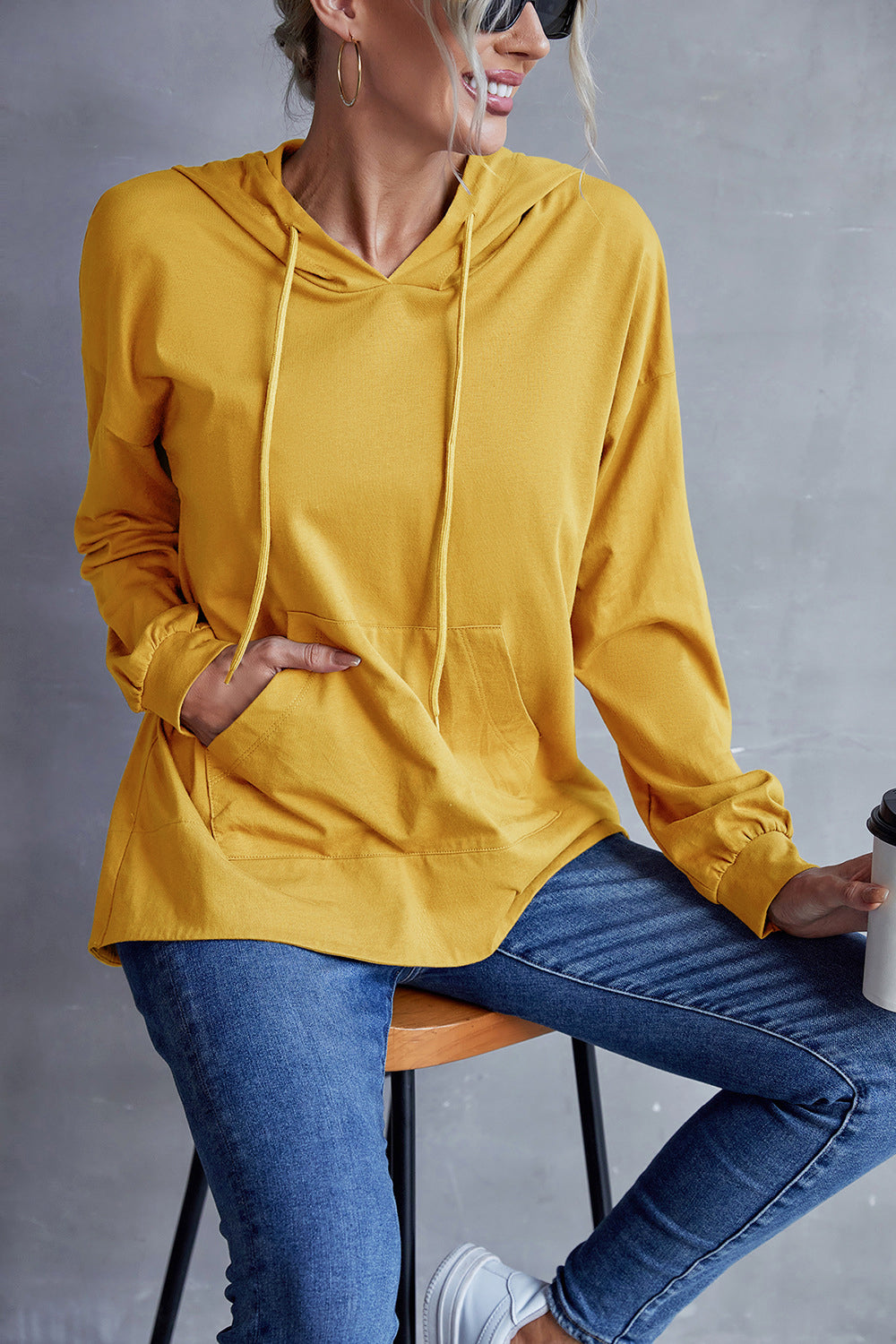 Drawstring Kangaroo Pocket Hoodie