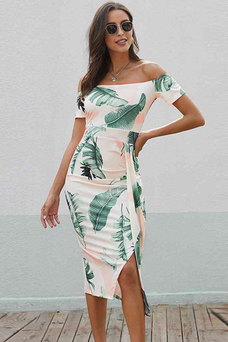 Floral Off Shoulder Slit Wrap Dress - Absolute Fashion 2020