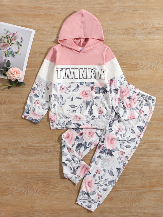 Girls Floral TWINKLE Hoodie and Pants Set