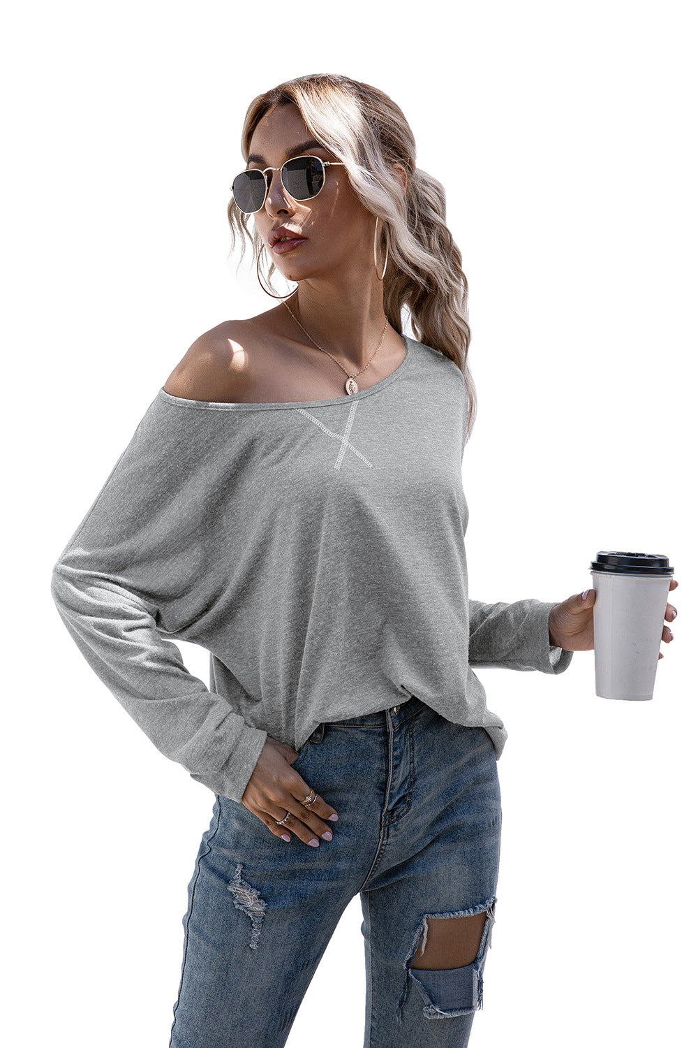 Batwing Sleeve Boat Neck Top - Absolute Fashion 2020