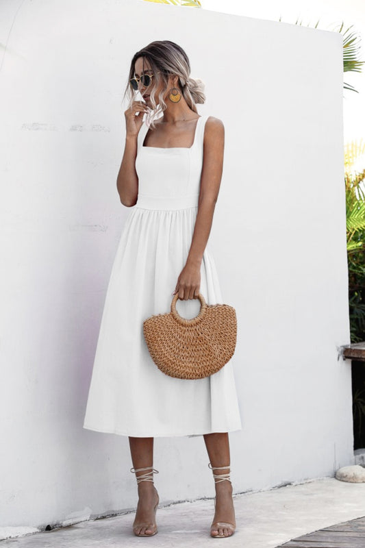 Square Neck Backless Dress - Absolute Fashion 2020