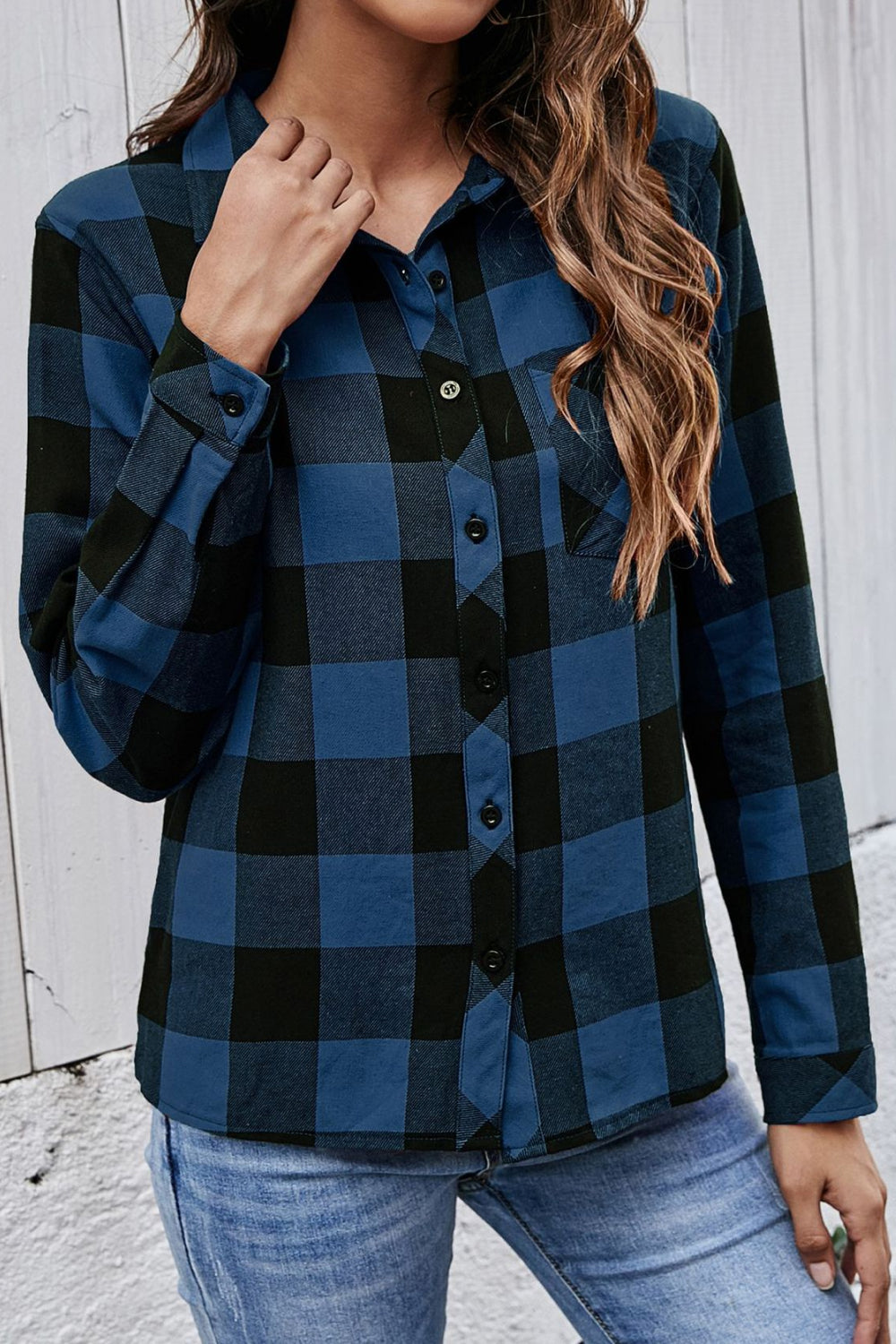 Plaid Button Up Pocket Blouse - Absolute Fashion 2020
