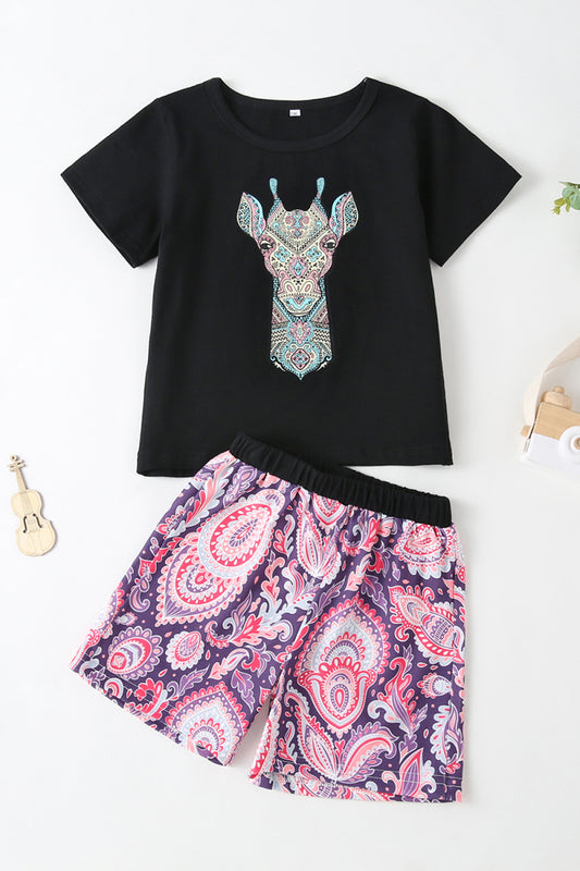Boys Deer T-shirt and Paisley Pants Set