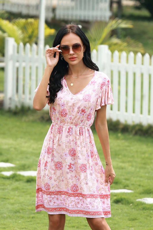 Floral Print V-neckline Dress