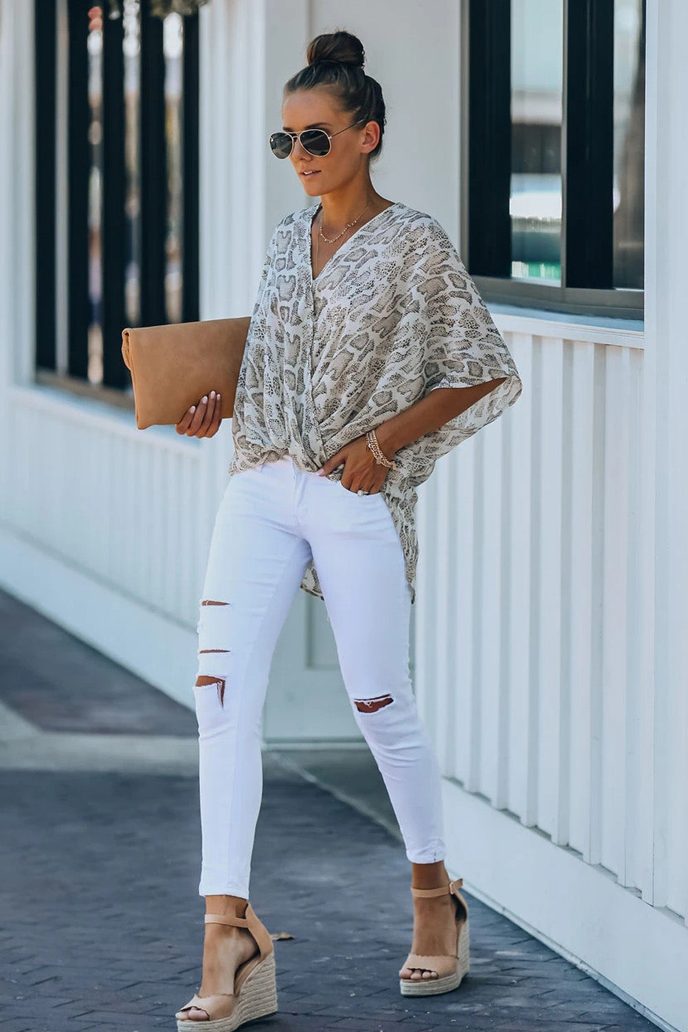 Animal Print Draped Sleeves Top - Absolute Fashion 2020