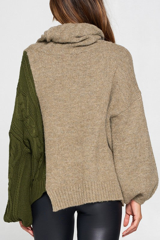 Asymmetrical Color Block Sweater